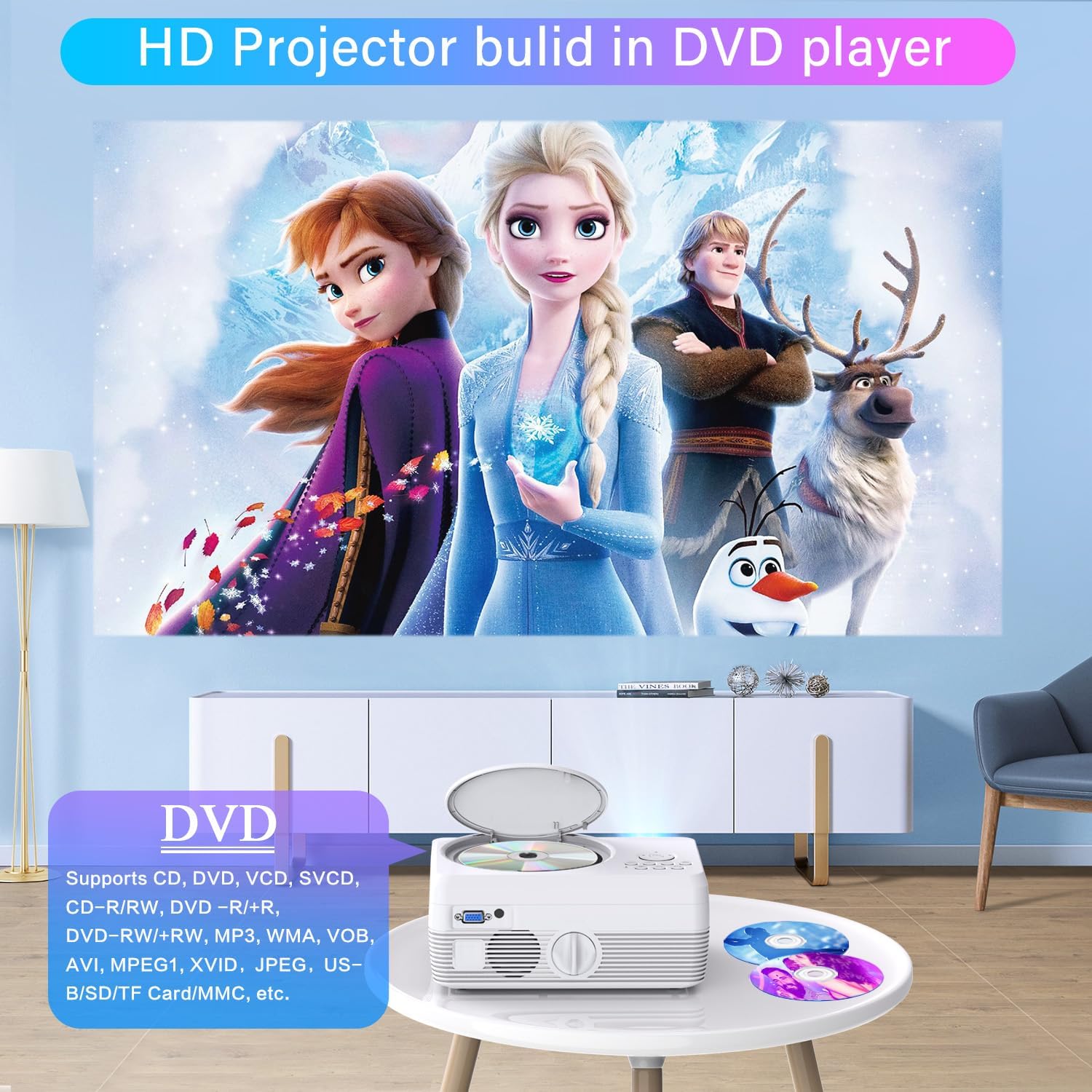 Integrated DVD player for simple discs