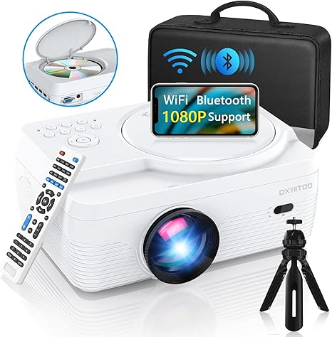 Dxyiitoo 201 Full HD Bluetooth Projector with Built‑in DVD